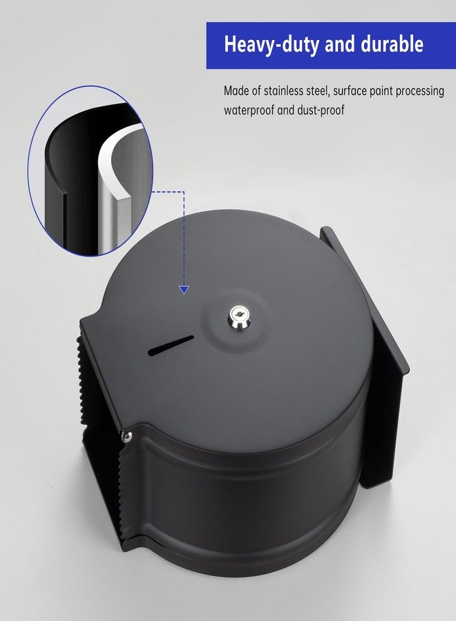 Gorlary Commercial Jumbo Toilet Paper Dispenser with Shelf, Wall Mount Stainless Steel Roll Holder, Matte Black Toilet Tissue Dispensers - Image 5